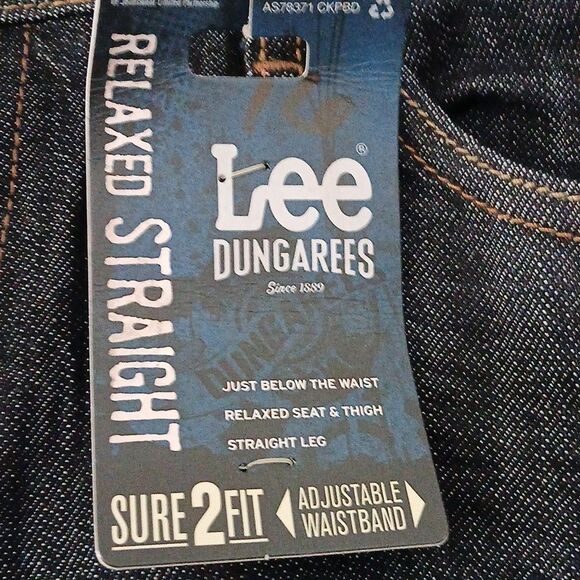 Lee Dungarees Relaxed Straight Sure to Fit Adjustable Waistband Dark Wash Sz 16 - Picture 6 of 10